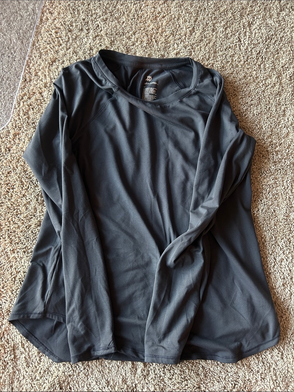 all in motion Black Long-Sleeve Crew Performance Tee